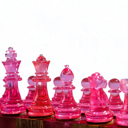 Granadas Rosé Royale Chess Set – Handmade Pink & White Wood & Resin Granadas.store