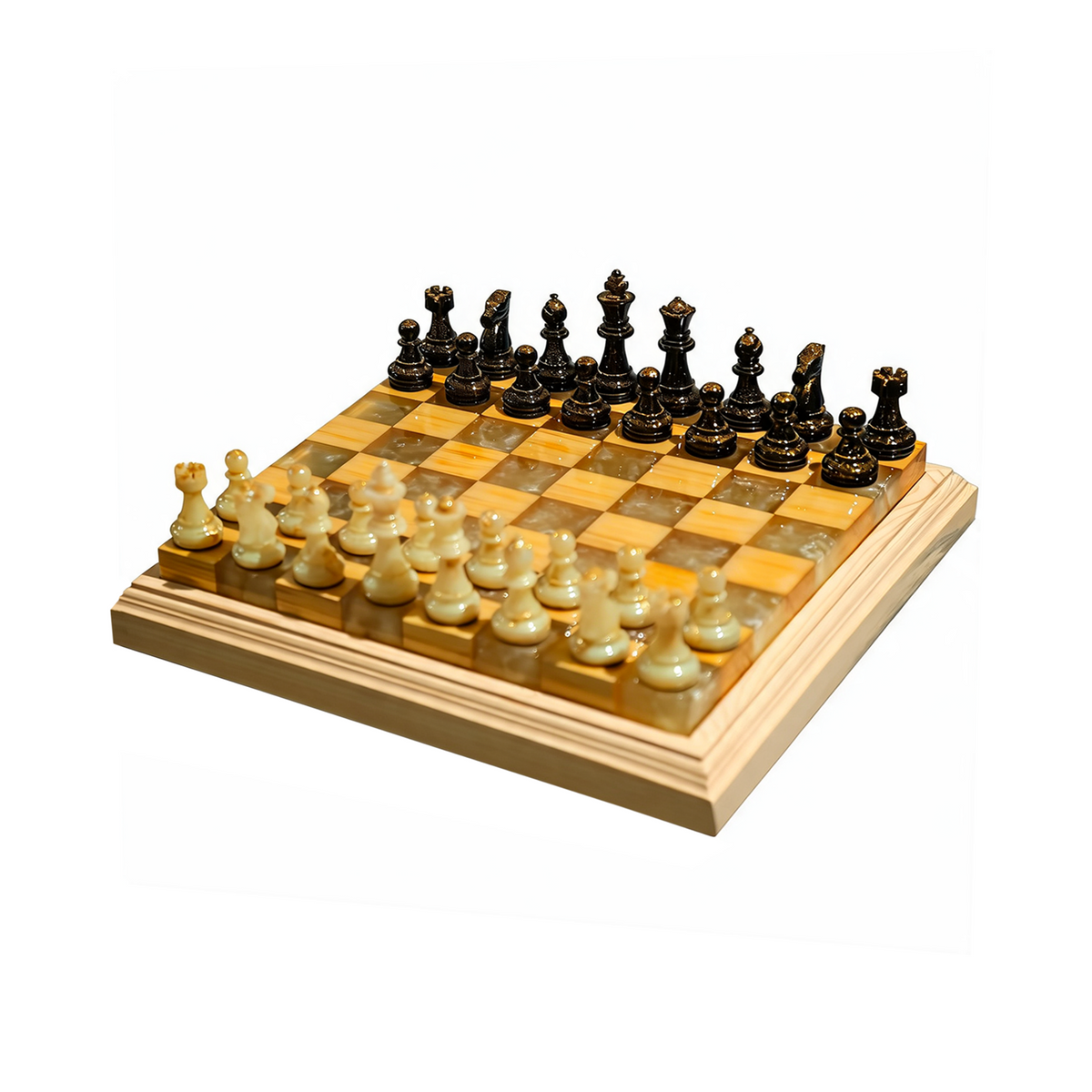 Amethyst Glow Handmade Chess Set | Purple Wood, Epoxy Resin & LED Backlight Granadas.store