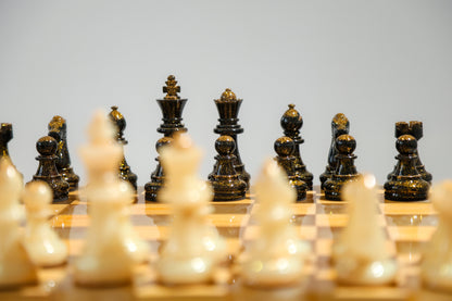 Granadas Amethyst Glow Chess Set – lifestyle photo in a home interior setting