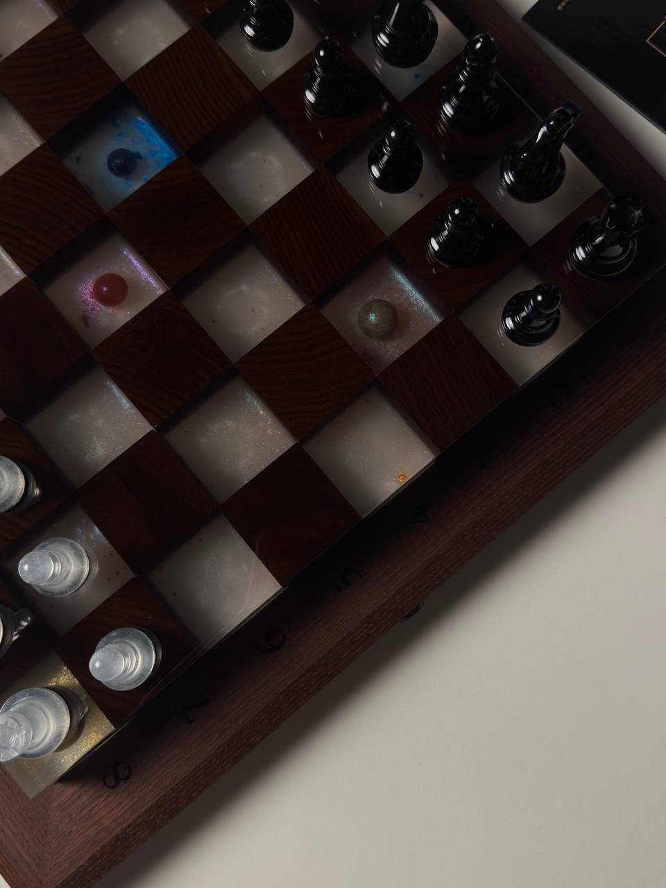 Granadas Space Chess Set – board with pieces arranged mid-game
