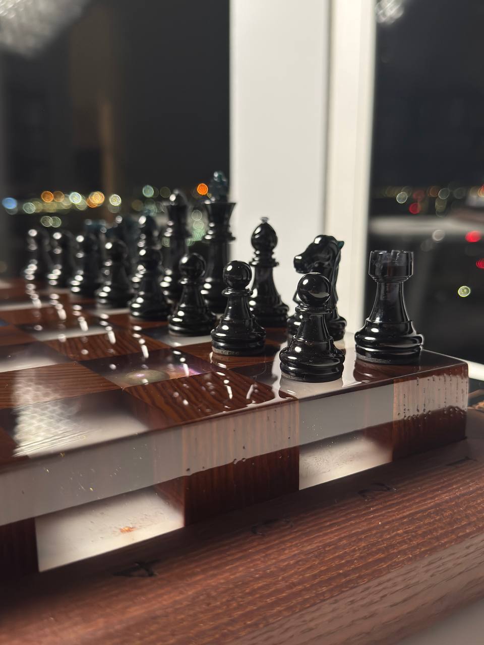 Granadas Space Chess Set – top-down view of the complete set