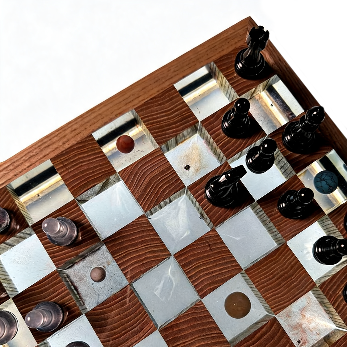 Granadas Space Chess Set – Handmade Wood & Resin with LED Backlight Granadas.store