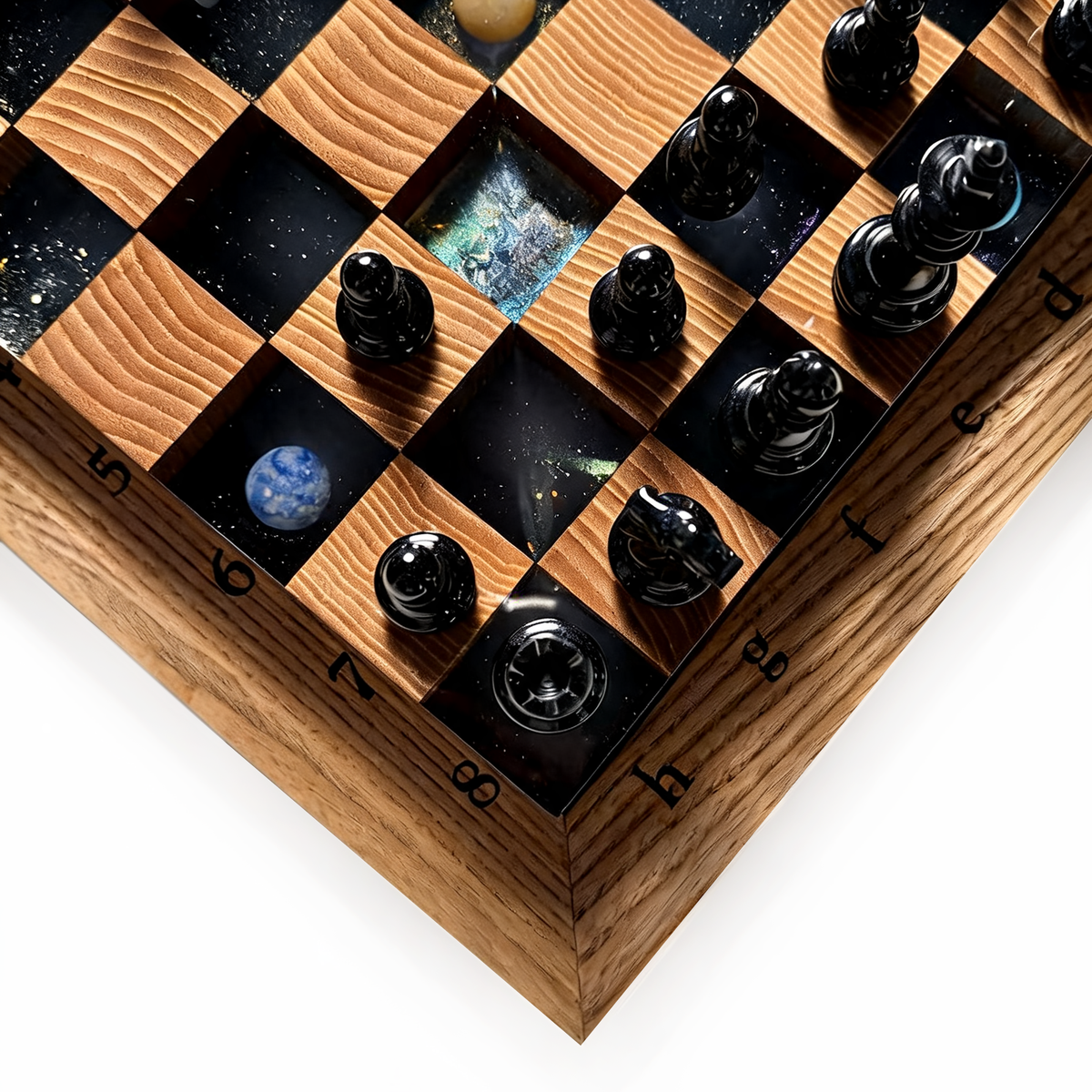 Granadas Space Chess Set – Handmade Wood & Resin with LED Backlight Granadas.store