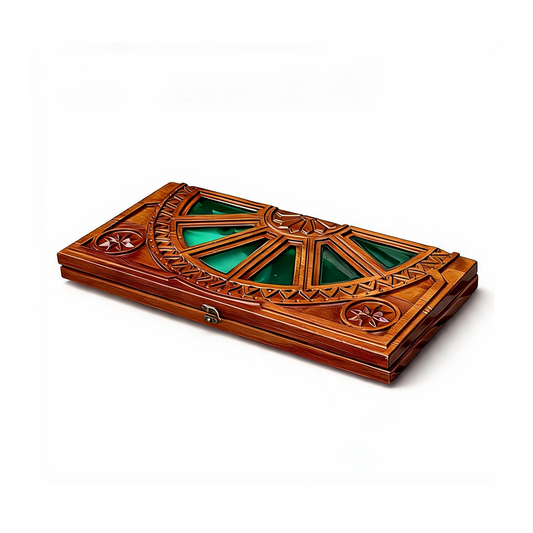 Luxury Wooden Backgammon Set / Carved Wood & Epoxy Resin Granadas.store