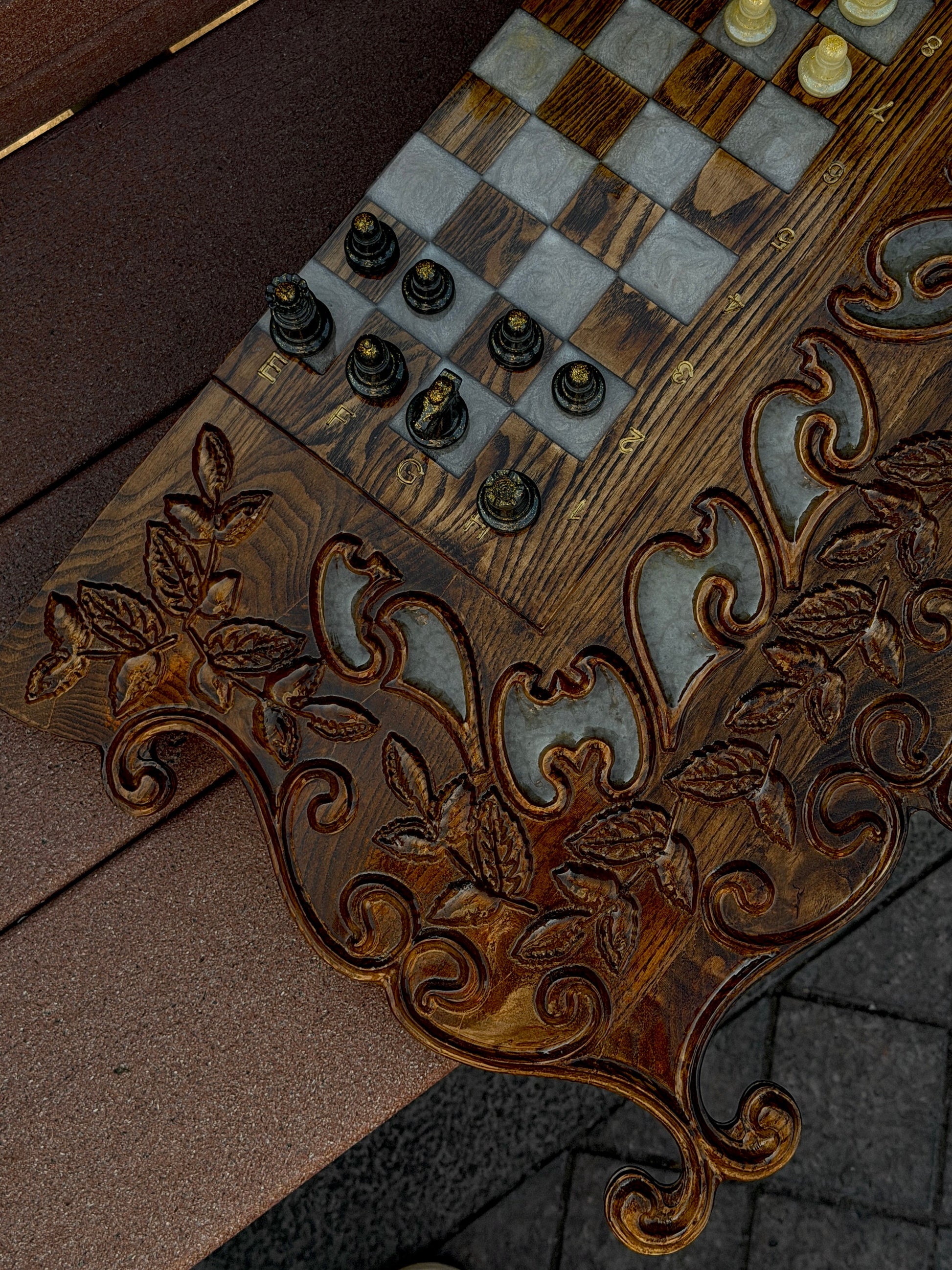 Royal Grove – 2-in-1 Handcrafted Wood & Epoxy Chess & Backgammon Set Granadas.store